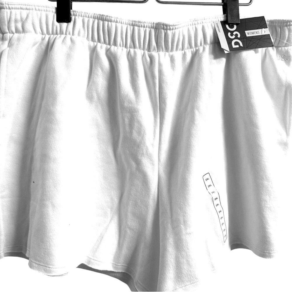 NWT DSG Everyday Fleece Shorts Women's 2XL White Athletic Lounge Sweat Shorts